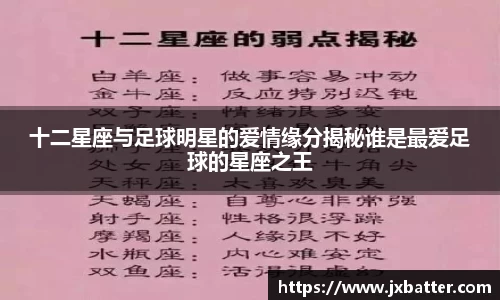 十二星座与足球明星的爱情缘分揭秘谁是最爱足球的星座之王
